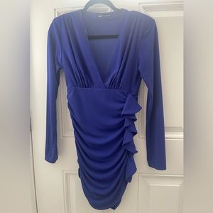 Perfect blue dress for a cocktail party.